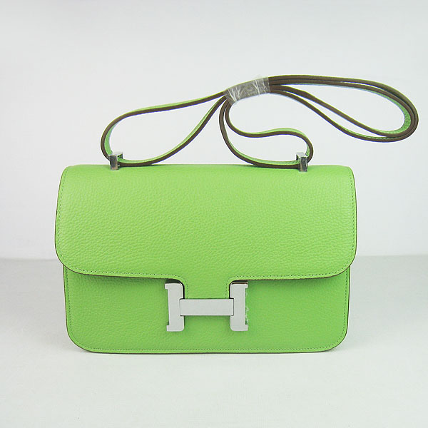 7A Hermes Constance Togo Leather Single Bag Green Silver Hardware H020